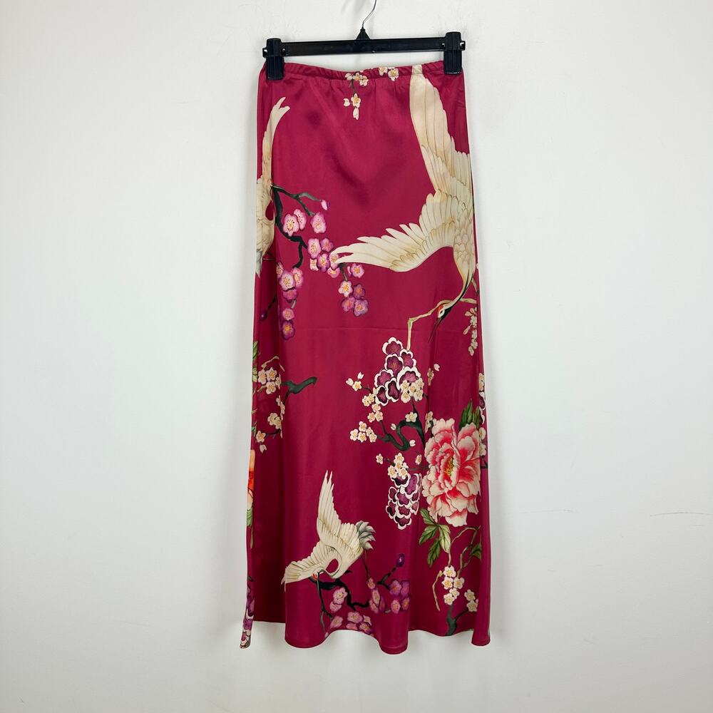 Bryn Walker 100% Silk Slip Skirt Maxi Printed Floral Bias A Line Pull On XXS NWT - Picture 6 of 7
